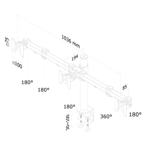 Neomounts FPMA-D960D3 hárommonitoros kar