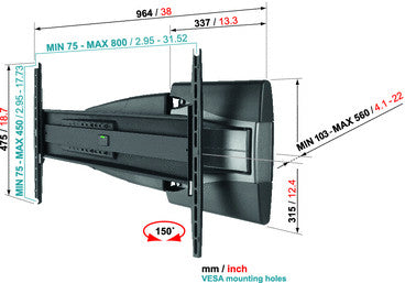 Vogels EFW 8345 LCD LED Plasma fali tartó Motion L