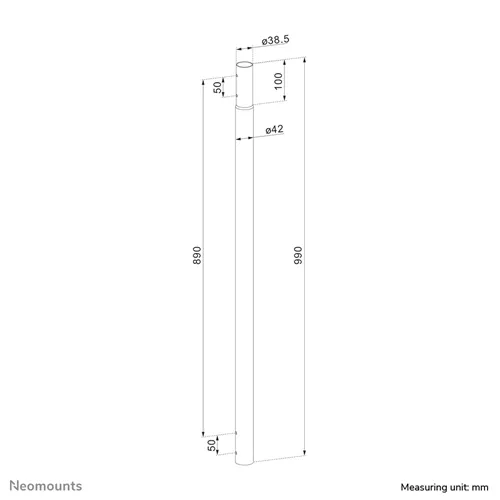 Neomounts ACL25-500BL hosszabbítócső projektor mennyezeti konzolhoz - magasság 89 cm