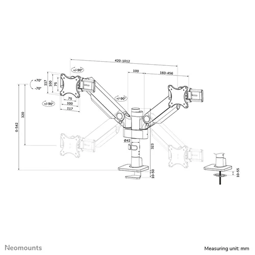 Neomounts DS65S-950BL2 Full Motion monitor kar – Rugalmas monitor tartó | 24-34 hüvelyk |