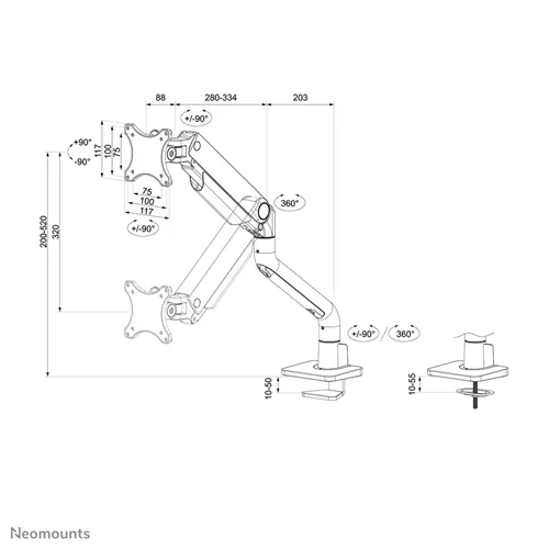 Neomounts DS70S-950BL1: Az ultimát full motion monitor kar 17-49 hüvelykhez