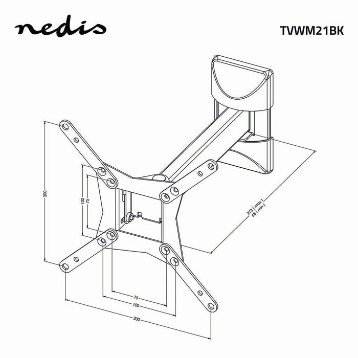 Teljes mozgású TV fali tartó | 10 - 32" | Max. 30 kg | 2 csuklópont