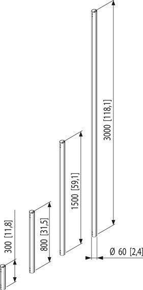Vogel's mennyezeti cső 300 cm fekete