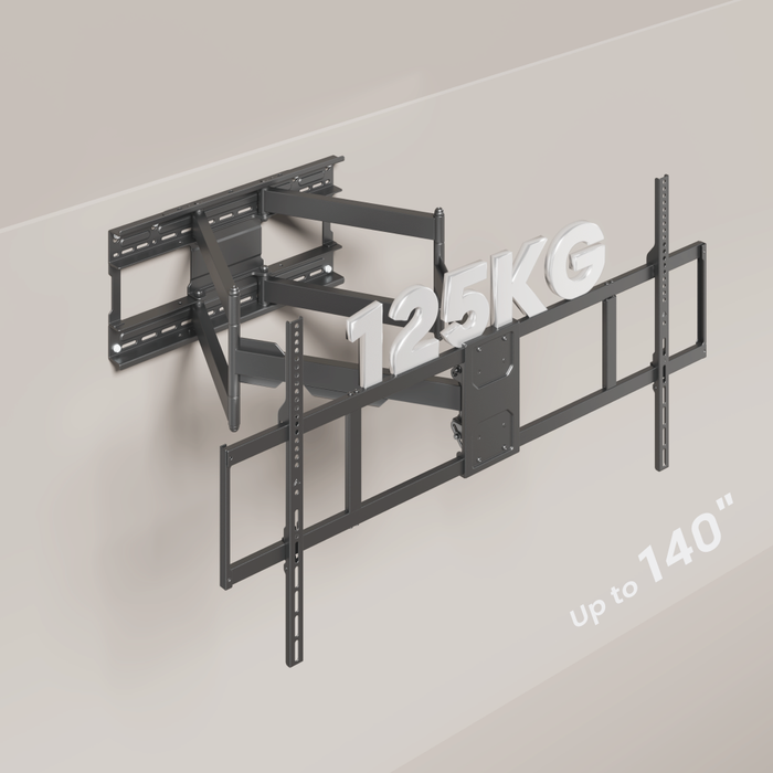 Ultra nehéz teherbírású TV fali konzol akár 140 hüvelykig | Teljes mozgás | 125 kg | VESA 1200x900