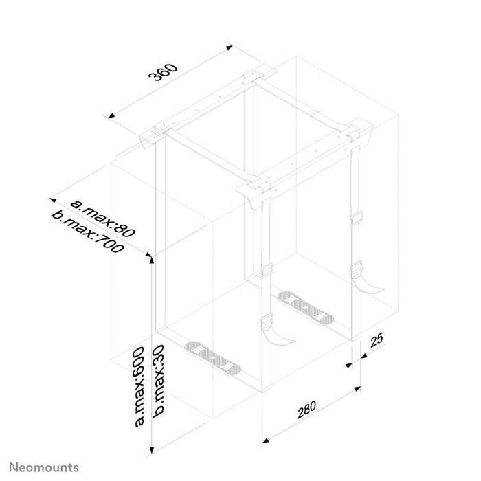 Neomounts CPU-D025 fekete tartó, amellyel PC-t vagy thin clientet rögzíthet az asztalhoz.