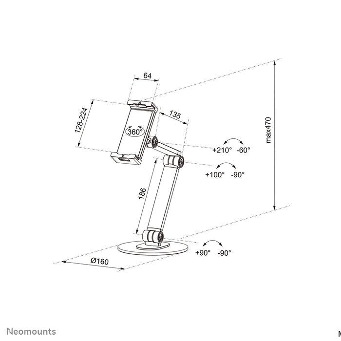 Neomounts DS15-550WH1 univerzális tablet állvány 4,7-12,9 hüvelykes tabletekhez - Fehér