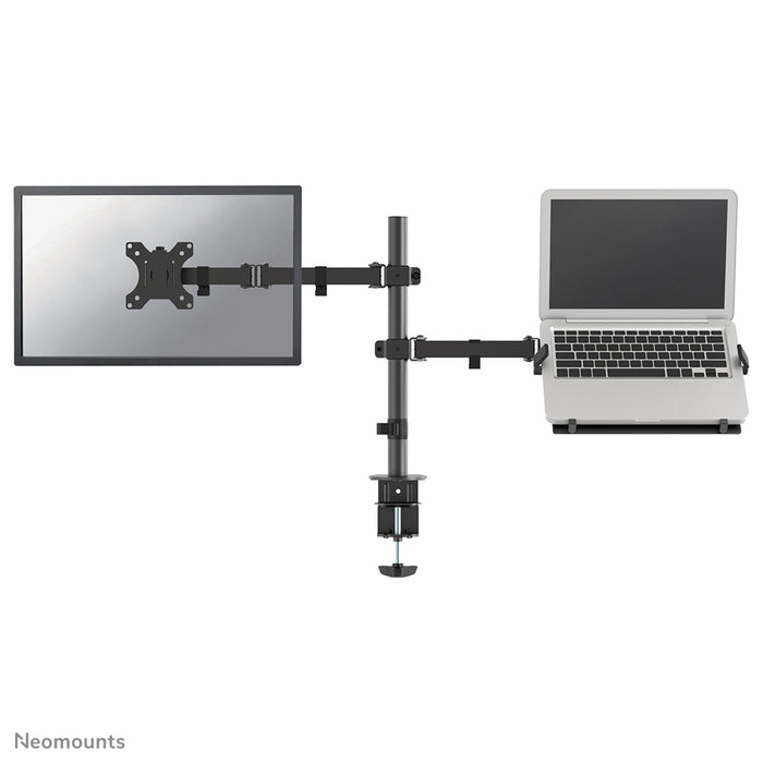 A Neomounts FPMA-D550NOTEBOOK egy asztali tartó egy notebook és egy legfeljebb 32 hüvelykes lapos képernyő számára.