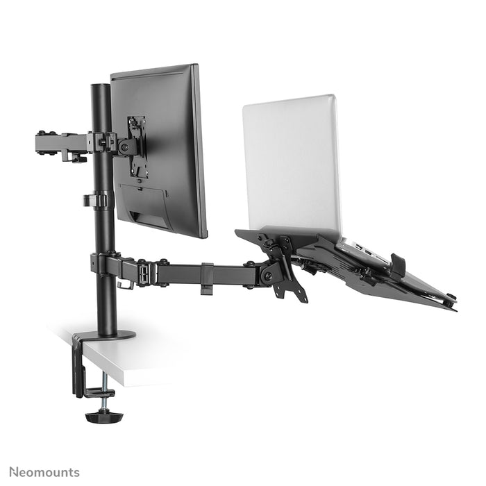 A Neomounts FPMA-D550NOTEBOOK egy asztali tartó egy notebook és egy legfeljebb 32 hüvelykes lapos képernyő számára.