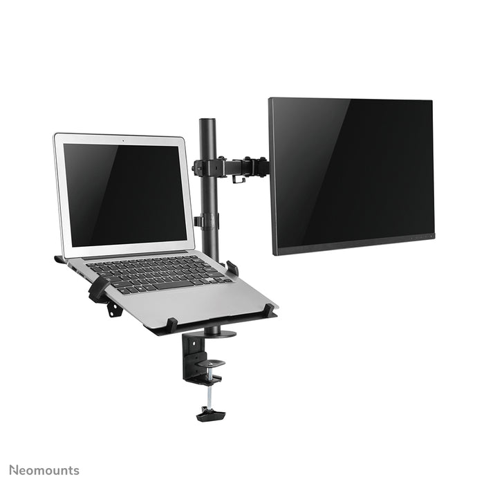 A Neomounts FPMA-D550NOTEBOOK egy asztali tartó egy notebook és egy legfeljebb 32 hüvelykes lapos képernyő számára.