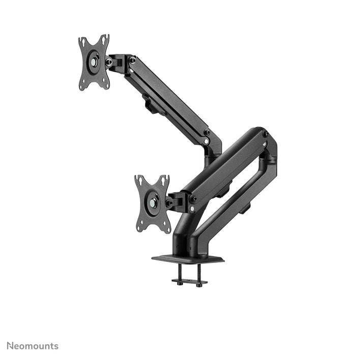 A Neomounts FPMA-D650D fekete egy full motion asztali tartó legfeljebb 27 hüvelykes (69 cm) képernyőkhöz.