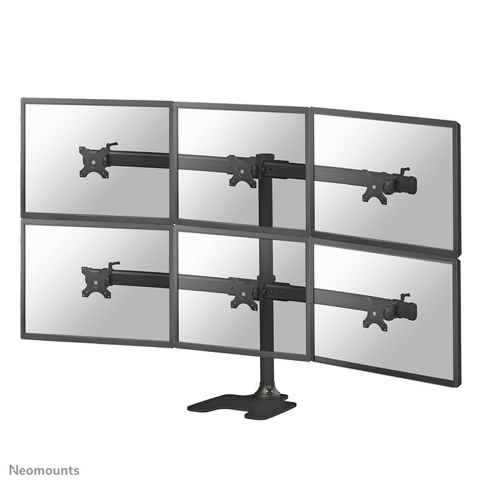 A Neomounts FPMA-D700DD6 egy asztali tartó 6 darab, legfeljebb 27 hüvelykes (69 cm) lapos képernyőhöz.