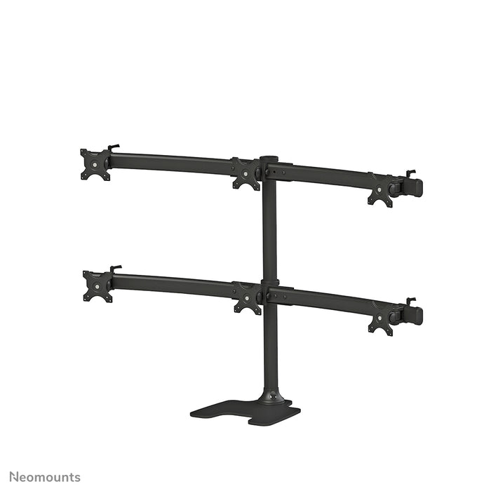 A Neomounts FPMA-D700DD6 egy asztali tartó 6 darab, legfeljebb 27 hüvelykes (69 cm) lapos képernyőhöz.