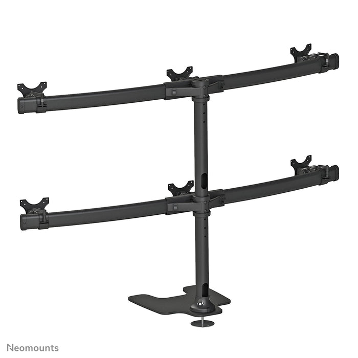 A Neomounts FPMA-D700DD6 egy asztali tartó 6 darab, legfeljebb 27 hüvelykes (69 cm) lapos képernyőhöz.