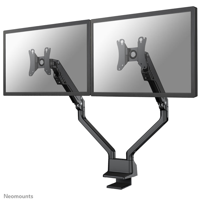 A Neomounts FPMA-D750D fekete egy gázrugós asztali tartó legfeljebb 32 hüvelykes (81 cm) lapos képernyőkhöz.