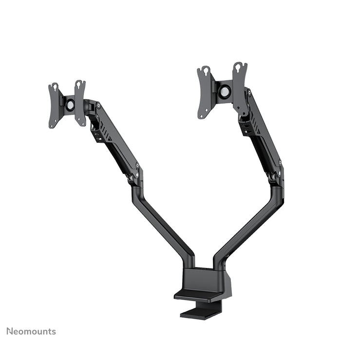 A Neomounts FPMA-D750D fekete egy gázrugós asztali tartó legfeljebb 32 hüvelykes (81 cm) lapos képernyőkhöz.