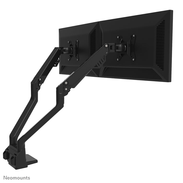 A Neomounts FPMA-D750D fekete egy gázrugós asztali tartó legfeljebb 32 hüvelykes (81 cm) lapos képernyőkhöz.