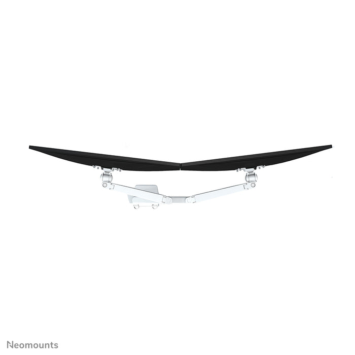 A Neomounts FPMA-D750D fehér egy asztali tartó gázrugóval, legfeljebb 32 hüvelykes (81 cm) lapos képernyőkhöz.