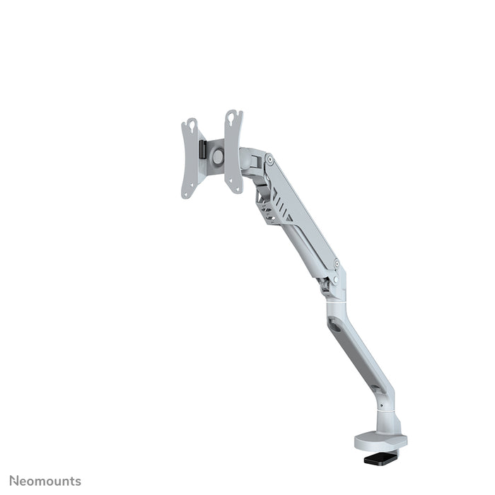 A Neomounts FPMA-D750 ezüst egy asztali tartó gázrugóval, legfeljebb 32 hüvelykes (81 cm) lapos képernyőkhöz.