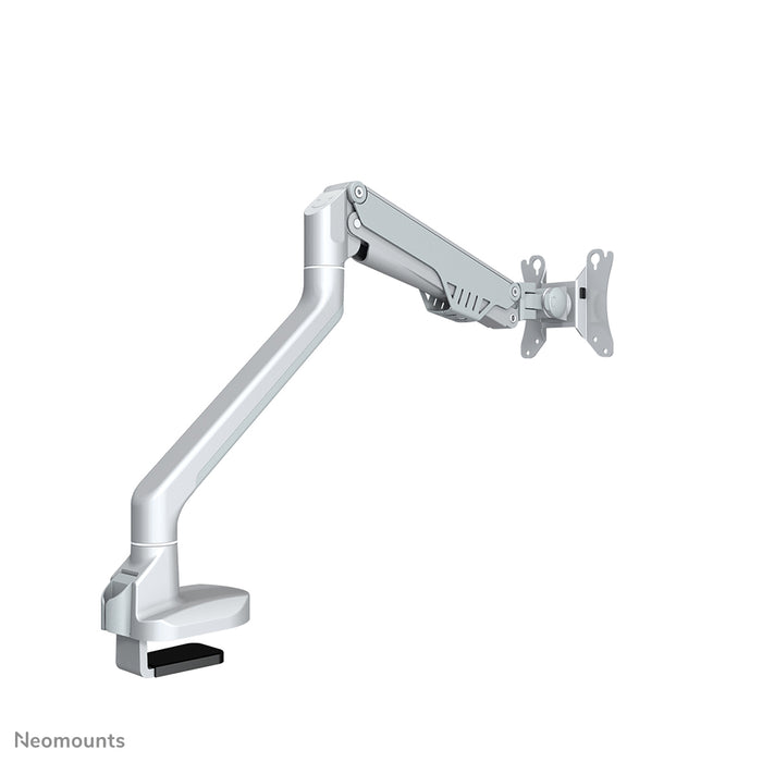 A Neomounts FPMA-D750 ezüst egy asztali tartó gázrugóval, legfeljebb 32 hüvelykes (81 cm) lapos képernyőkhöz.