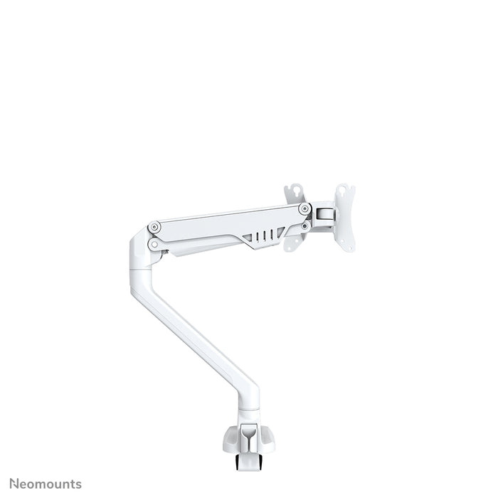 A Neomounts FPMA-D750 fehér egy asztali tartó gázrugóval, legfeljebb 32 hüvelykes (81 cm) lapos képernyőkhöz.