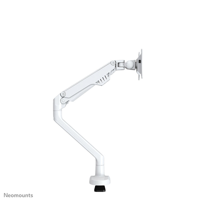 A Neomounts FPMA-D750 fehér egy asztali tartó gázrugóval, legfeljebb 32 hüvelykes (81 cm) lapos képernyőkhöz.