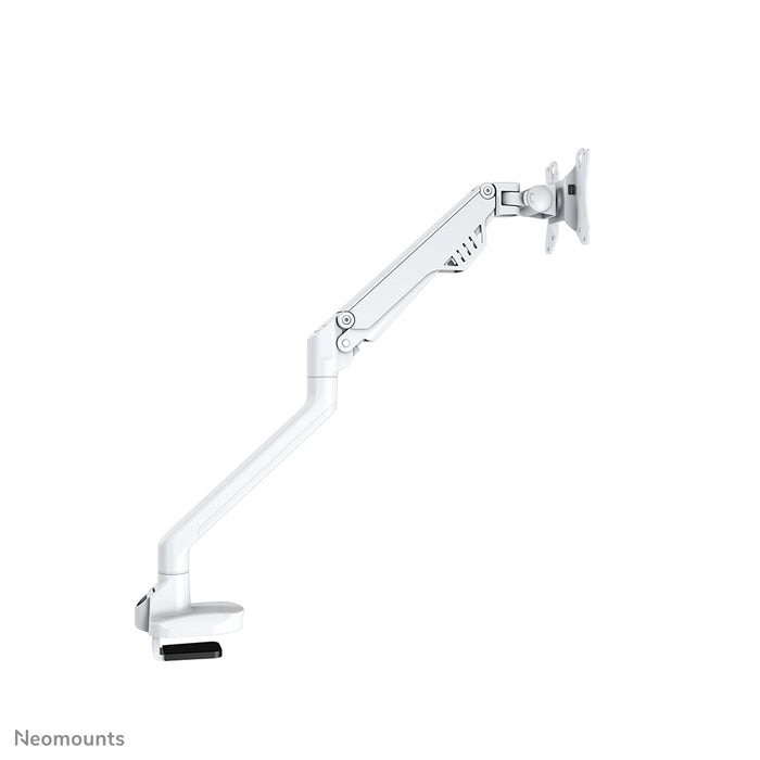 A Neomounts FPMA-D750 fehér egy asztali tartó gázrugóval, legfeljebb 32 hüvelykes (81 cm) lapos képernyőkhöz.
