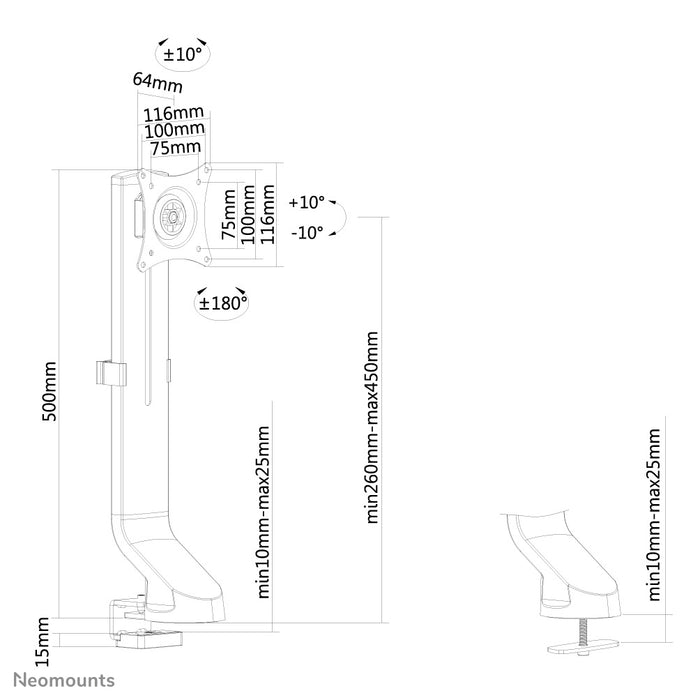 A Neomounts FPMA-D860 fekete egy asztali tartó legfeljebb 32 hüvelykes (81 cm) lapos képernyőkhöz - fekete.
