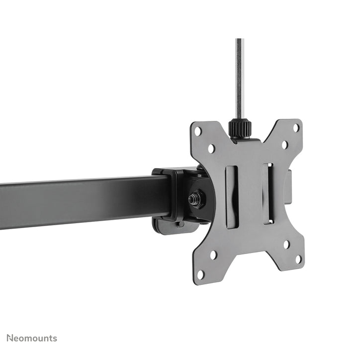 A Neomounts FPMA-D865D fekete egy asztali tartó két legfeljebb 27 hüvelykes (69 cm) lapos képernyőhöz.