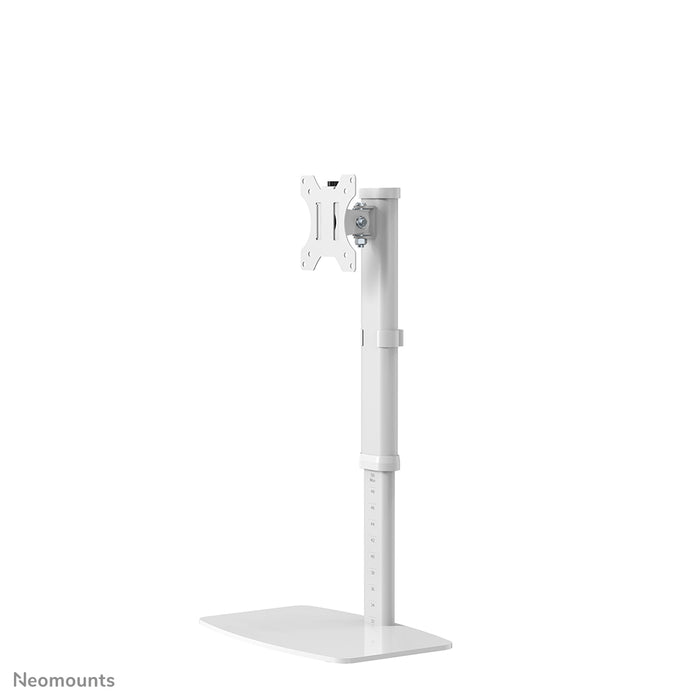 A Neomounts FPMA-D890 fehér egy asztali tartó legfeljebb 30 hüvelykes (76 cm) lapos képernyőkhöz.