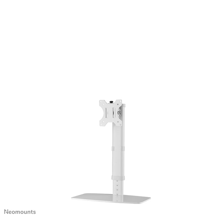 A Neomounts FPMA-D890 fehér egy asztali tartó legfeljebb 30 hüvelykes (76 cm) lapos képernyőkhöz.