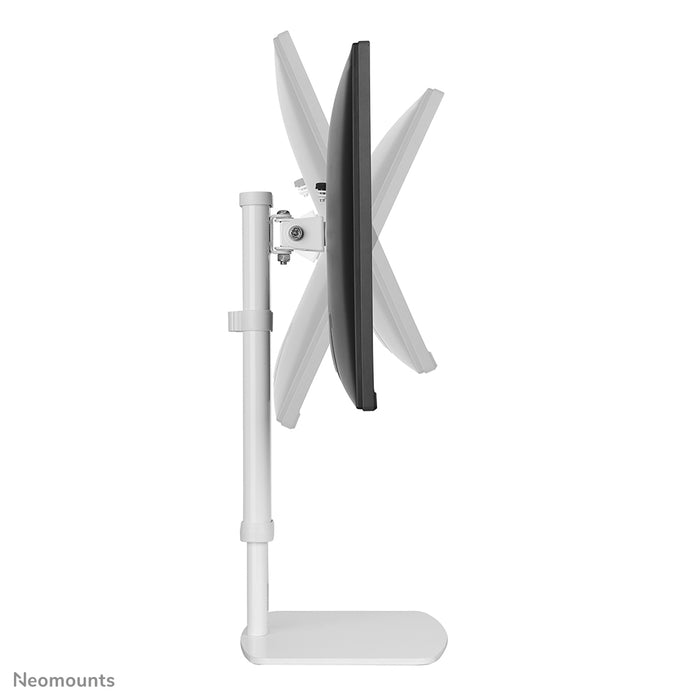 A Neomounts FPMA-D890 fehér egy asztali tartó legfeljebb 30 hüvelykes (76 cm) lapos képernyőkhöz.