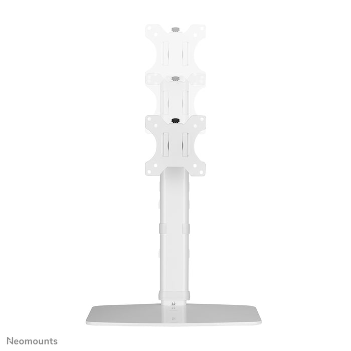 A Neomounts FPMA-D890 fehér egy asztali tartó legfeljebb 30 hüvelykes (76 cm) lapos képernyőkhöz.