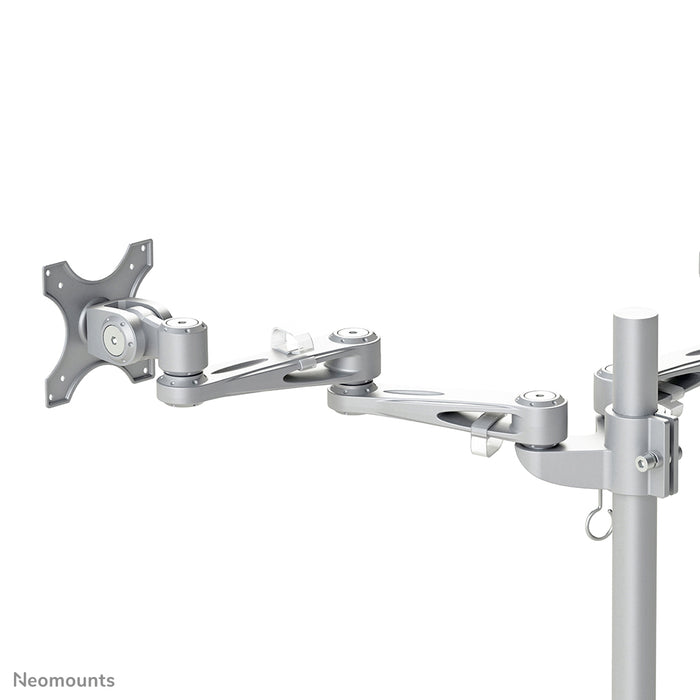 A Neomounts FPMA-D935DG egy asztali tartó két legfeljebb 27 hüvelykes (69 cm) lapos képernyőhöz.