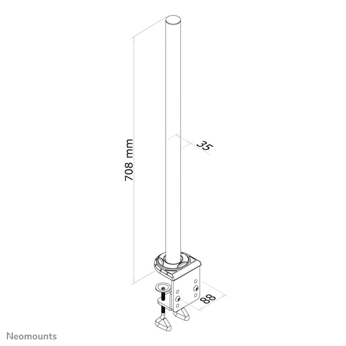 A Neomounts FPMA-D935POLE egy 70 cm magas oszlop a Neomounts FPMA-D935 és FPMA-D935D asztali tartókhoz.
