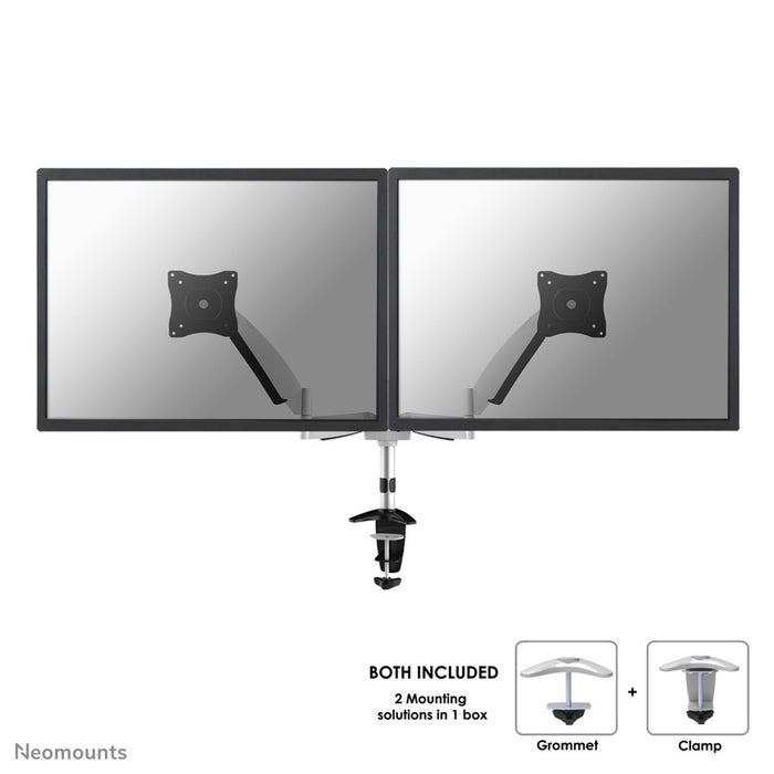 A Neomounts FPMA-D950D egy asztali tartó gázrugóval legfeljebb 27 hüvelykes (69 cm) lapos képernyőkhöz.