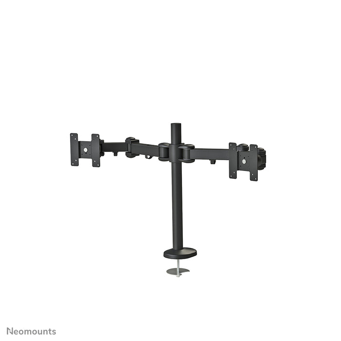 A Neomounts FPMA-D960DG egy asztali tartó két legfeljebb 27 hüvelykes (69 cm) lapos képernyőhöz.