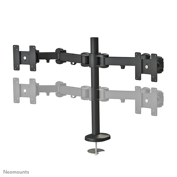 A Neomounts FPMA-D960DG egy asztali tartó két legfeljebb 27 hüvelykes (69 cm) lapos képernyőhöz.