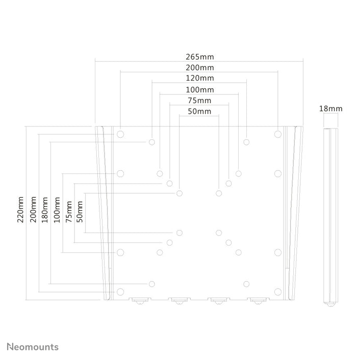A Neomounts FPMA-W110 fekete egy sík fali tartó flat screenekhez akár 40 hüvelykig (102 cm).