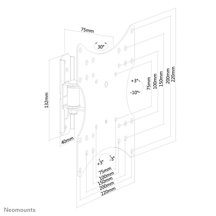 A Neomounts FPMA-W115 fekete egy dönthető és forgatható fali tartó flat screenekhez akár 40 hüvelykig (102 cm).
