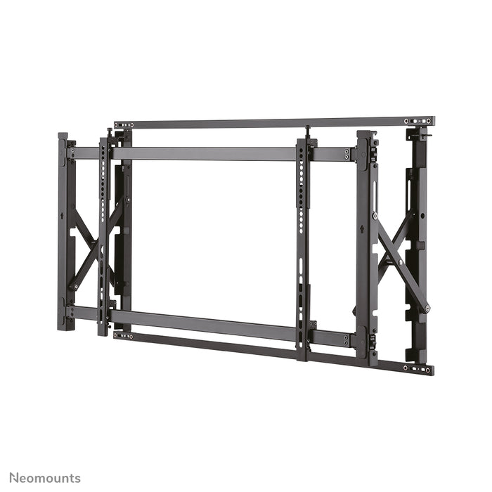 A Neomounts LED-VW1750 fekete egy sík video wall fali tartó akár 55 hüvelykes (140 cm) képernyőkhöz.