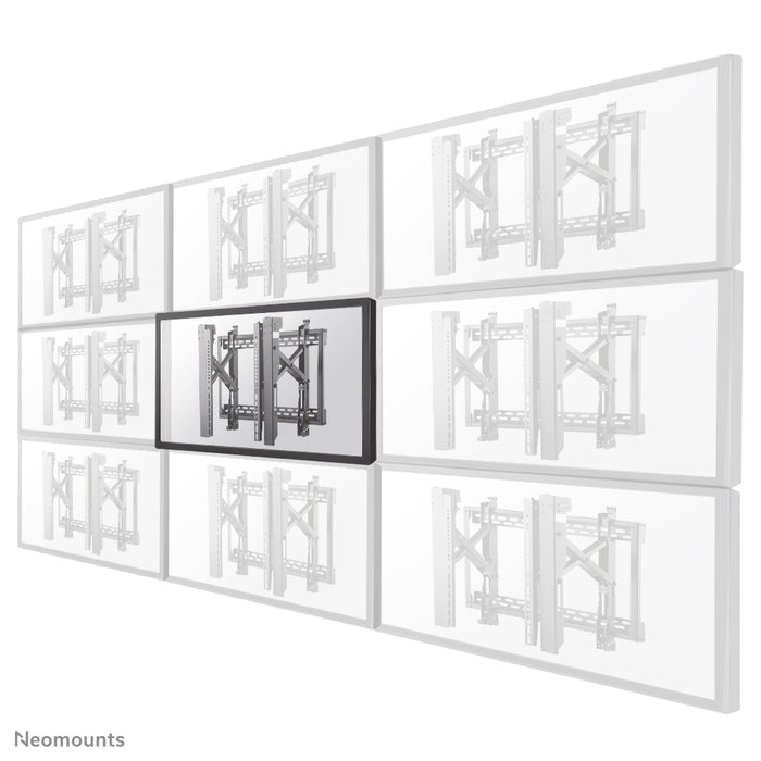 A Neomounts LED-VW2500 fekete egy sík video wall fali tartó akár 75 hüvelykes (191 cm) képernyőkhöz, vízszintes és függőleges szereléshez - Fekete