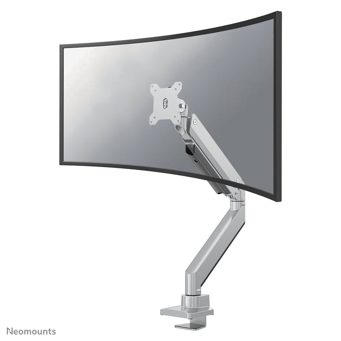 A Neomounts NM-D775 ezüstPLUS egy gázrugós asztali tartó ívelt monitorokhoz, legfeljebb 49 hüvelykes (124 cm) - Ezüst