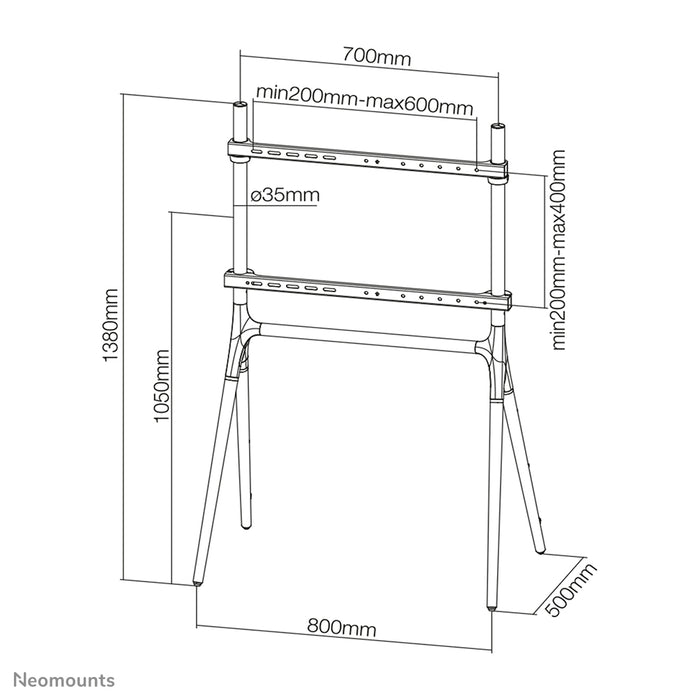 A Neomounts NM-M1000 fehér bútor lapos képernyős TV-khez akár 70 hüvelykig (178 cm).