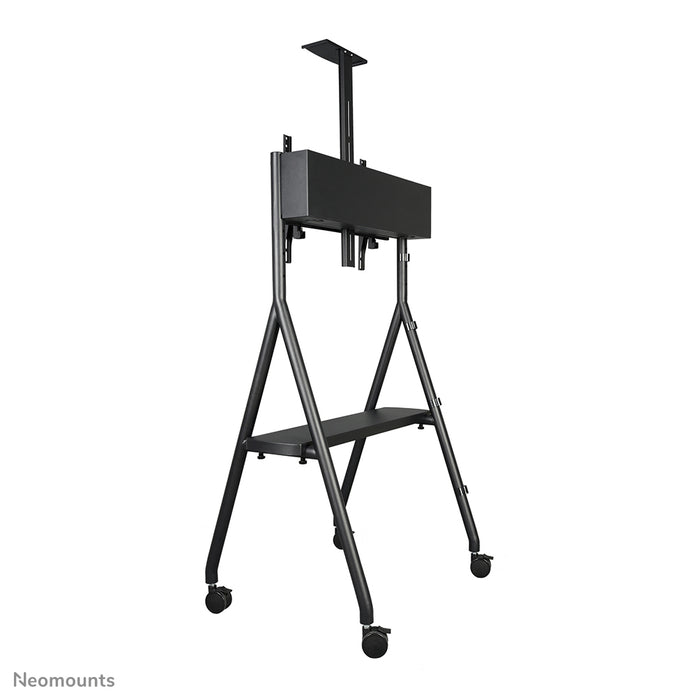 A Neomounts NS-M1500 fekete gurulós bútor lapos képernyős TV-khez 65 hüvelykig (165 cm). Tartalmaz laptop tartót - Fekete