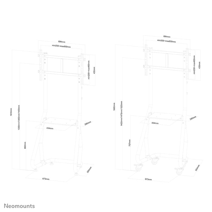 A Neomounts NS-M3600 fekete gurulós bútor lapos képernyős TV-khez 80 hüvelykig (203 cm).