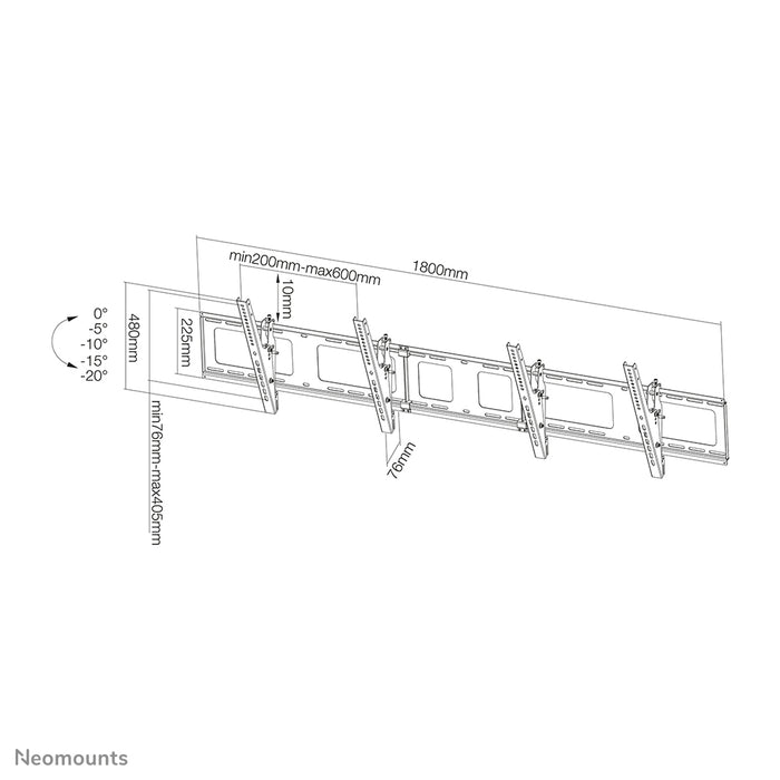 A Neomounts NS-WMB200 fekete egy menütábla fali tartó 52 hüvelykig (132 cm) terjedő képernyőkhöz.