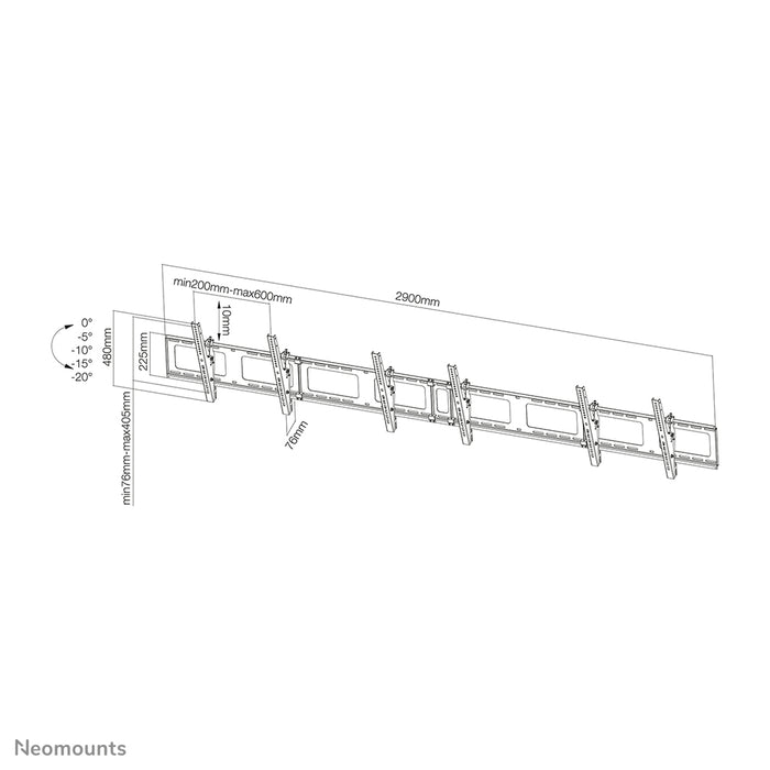 A Neomounts NS-WMB300 fekete egy menütábla fali tartó 52 hüvelykig (132 cm) terjedő képernyőkhöz.