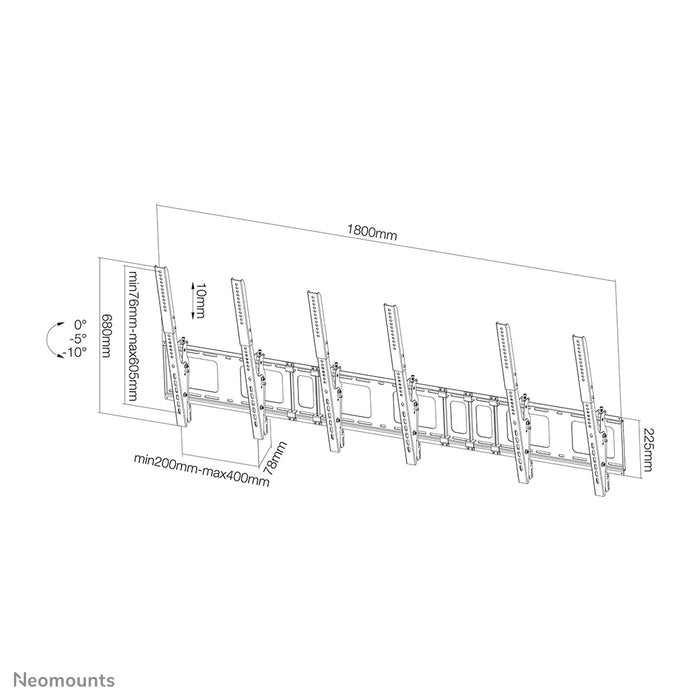 A Neomounts NS-WMB300P fekete egy menütábla fali tartó a képernyők függőleges felszereléséhez, 52 hüvelykig (132 cm).