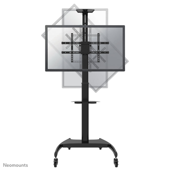 A Neomounts PLASMA-M1900E egy guruló bútor lapos képernyőkhöz 70 hüvelykig (178 cm), 90°-os forgatással - fekete