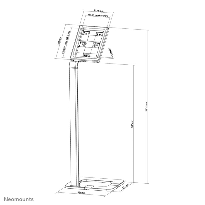 A Neomounts lopásbiztos táblagép talptartó TABLET-S100 ezüst a legtöbb 9,7-10,1 hüvelykes táblagéphez - Ezüst.